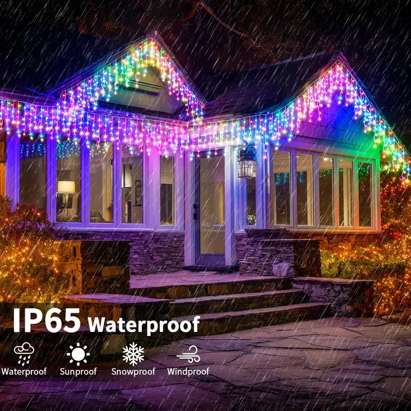 Solar Icicle LED Christmas Lights