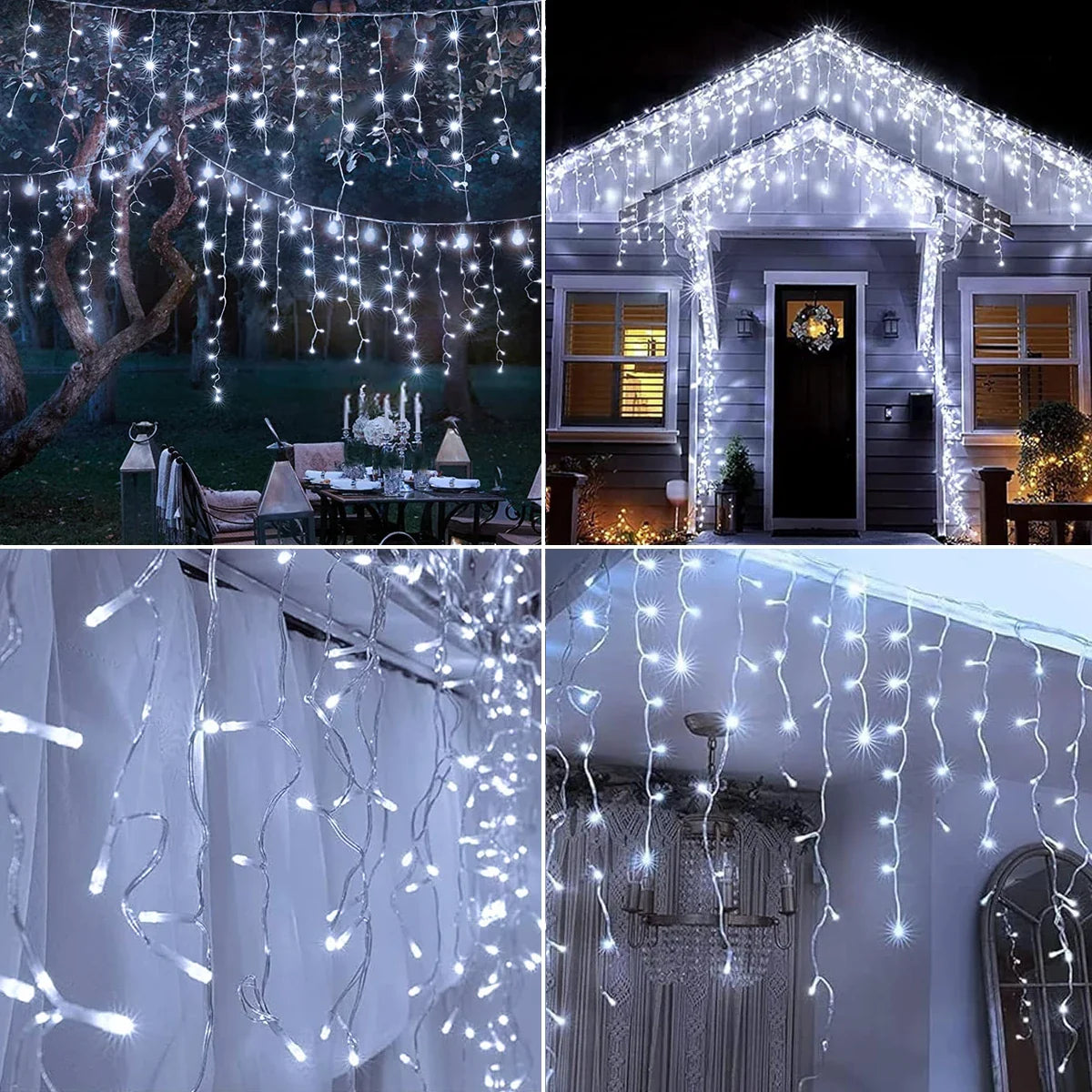 Solar Icicle LED Christmas Lights