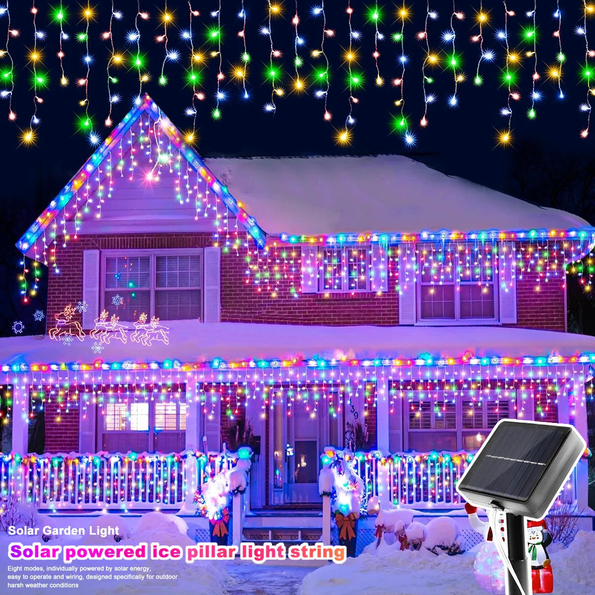 Solar Icicle LED Christmas Lights