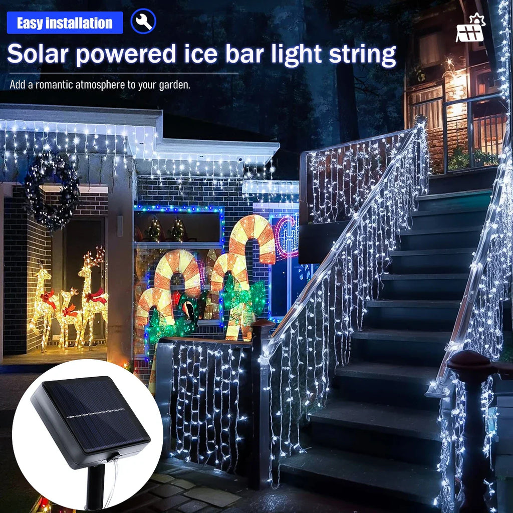 Solar Icicle LED Christmas Lights